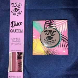 Set of Medusa brand sparkle lip gloss and eye shadow